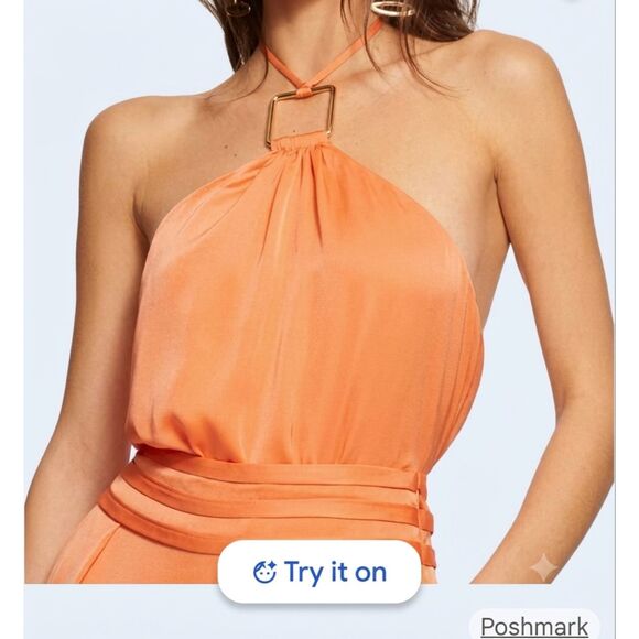 Ramy Brook Tops - Ramy Brook Devon Satin Halter Top Orange Gold Hardware Small NWOT $295